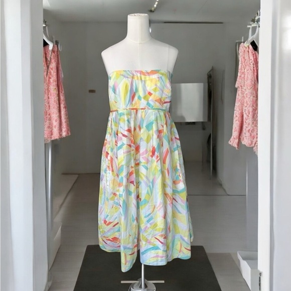 MAEVE BY Anthroologie Santa Luzia Kaleidoscope Sea Glass Strapless Dress sz 8 - Picture 1 of 6